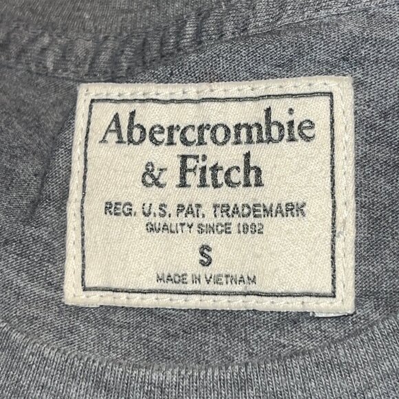 Y2K A&F ABERCROMBIE & FITCH SPELL OUT MOOSE LONG SLEEVE TEE - GRAY  ADULT SMALL - Picture 7 of 9